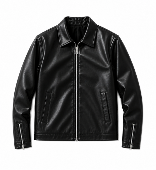Black Leather Zip-Up Jacket – Premium Style