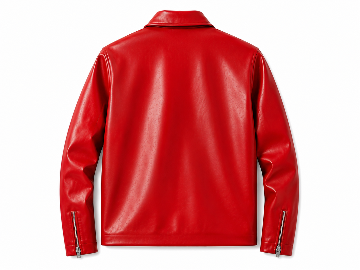 Men's Classic Red Leather Zip-Up Jacket
