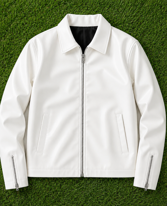 Premium White Leather Jacket – Unisex Streetwear