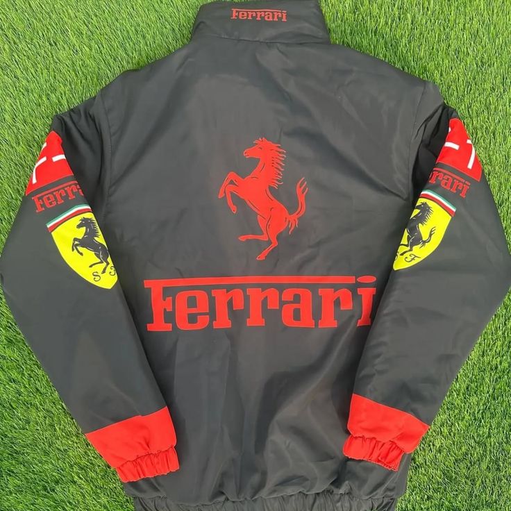 F1 Black & Red Ferrari Racing Puffer Jacket