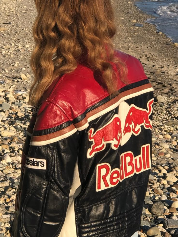 Red Bull Racing Inspired Leather Jacket – Red, Black & White Motorsport Streetwear