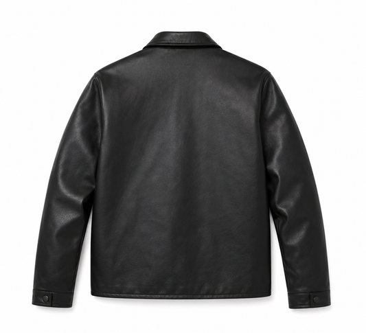 Black Faux Leather Jacket – Classic Zip-Up Streetwear Jacket