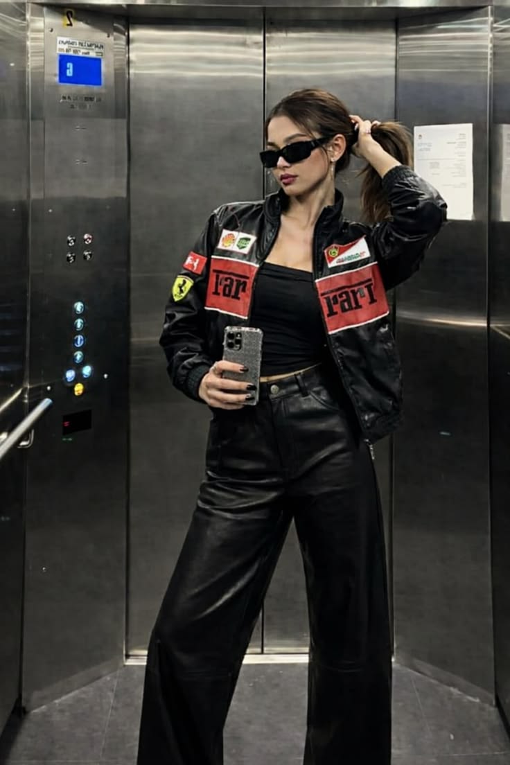 F1 Black & Red Ferrari Racing Puffer Jacket