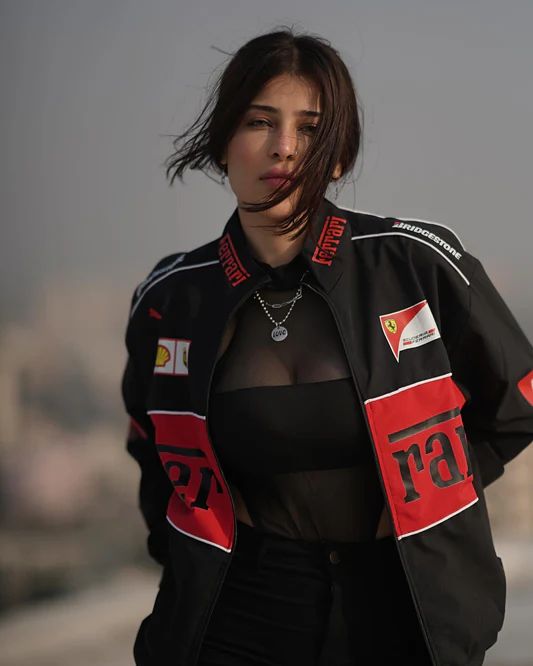 F1 Black & Red Ferrari Racing Puffer Jacket