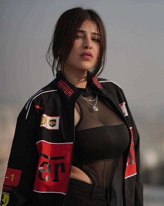 F1 Black & Red Ferrari Racing Puffer Jacket