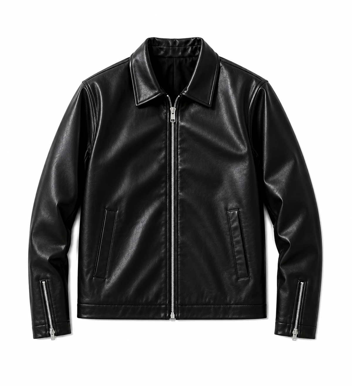 Black Leather Zip-Up Jacket – Premium Style
