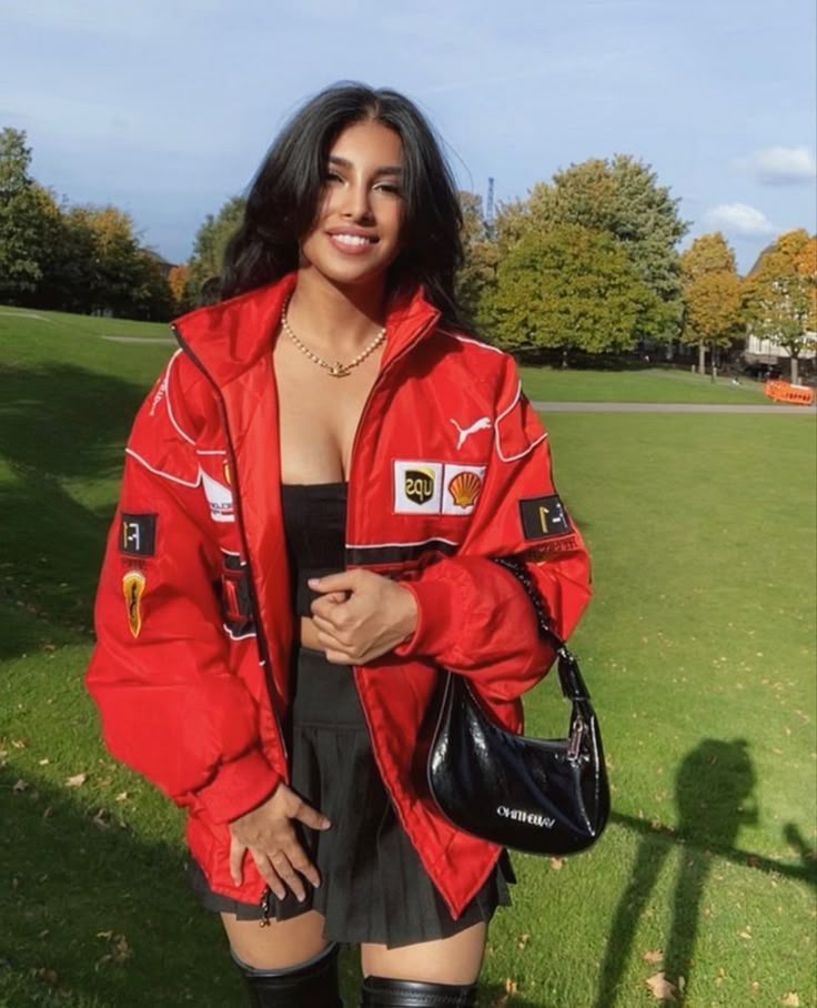 🏎️ Red Ferrari printed  Racing Jacket – Motorsport Inspired Streetwear