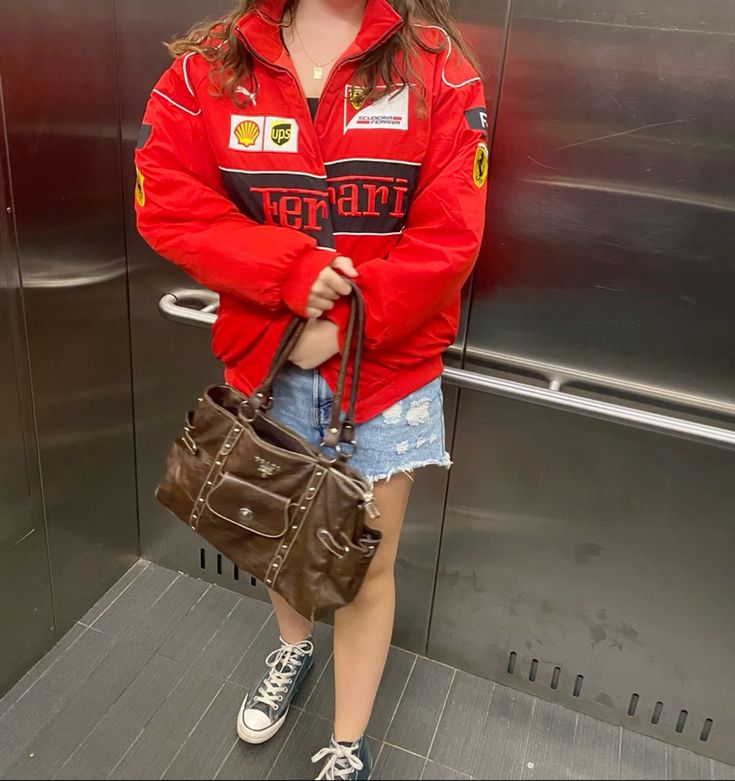🏎️ Red Ferrari printed  Racing Jacket – Motorsport Inspired Streetwear