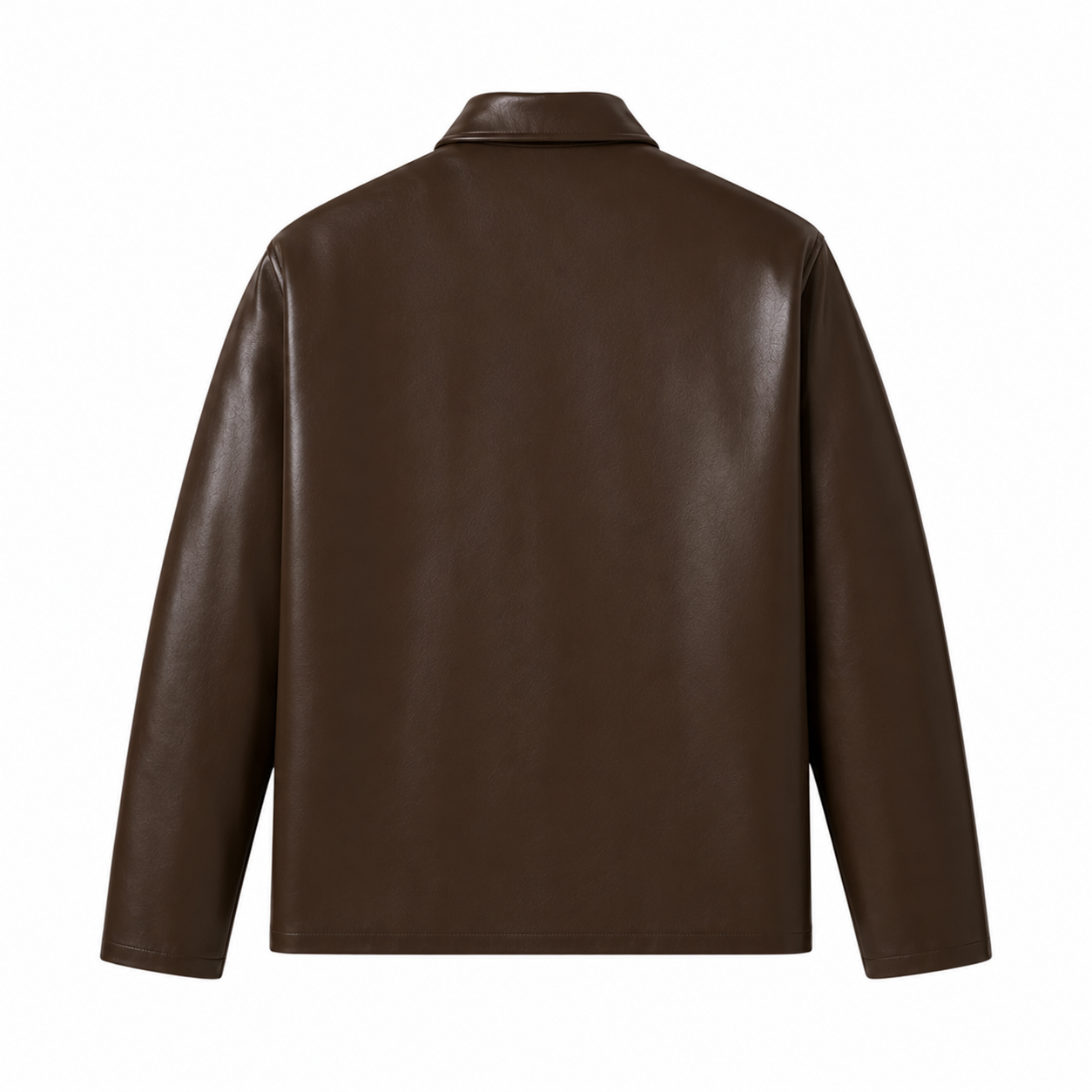Men's Brown Faux Leather Zip-Up Jacket | Classic Regular Fit