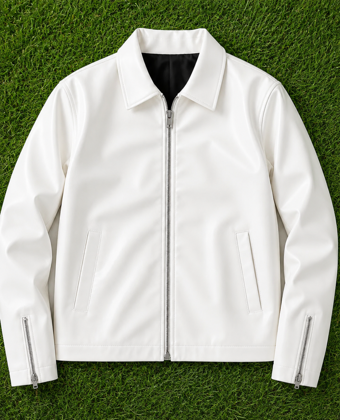Premium White Leather Jacket – Unisex Streetwear