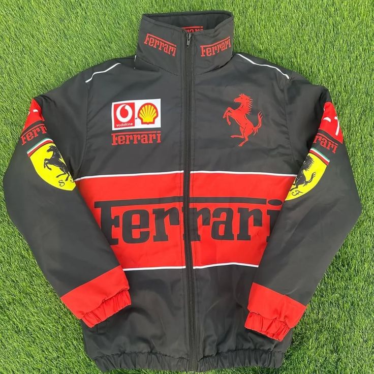 F1 Black & Red Ferrari Racing Puffer Jacket